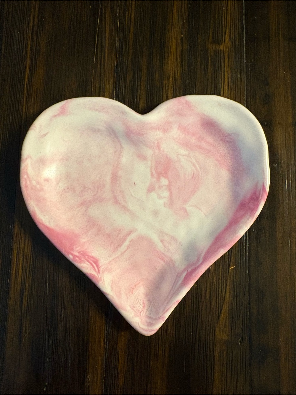 Pink Marble Heart Ceramic trinket tray